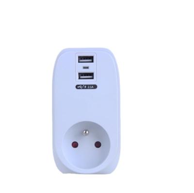 China EU AC Plug Socket Electrical Spare Parts KP-2USB-01-F With 2.1A USB Charger for sale