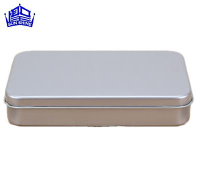 China Wholesale Silver Recyclable Rectangle Long Metal Tin Box For Promotion Gift for sale