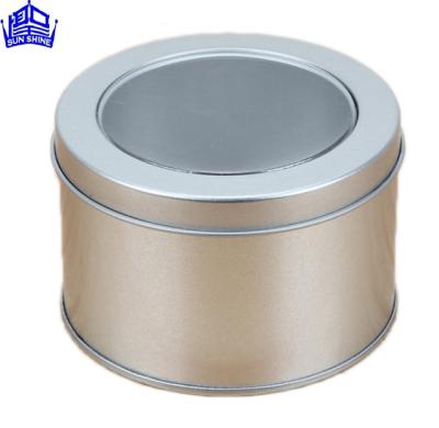 China Amazon Recyclable Simple Silver Round Available Sales Small Clear Lid Tin Box For Watch for sale