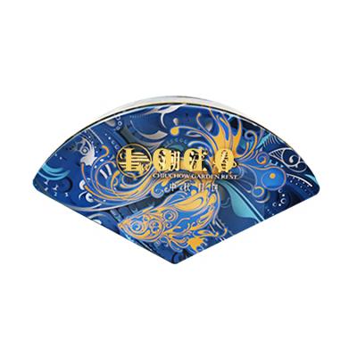 China Sector Shape Metal Tin Can Packaging Moon Cake Blue Candy Chocolate Tin Box Recyclable Gift for sale