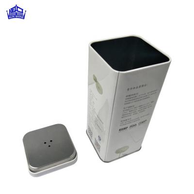 China Recycable Matierials Embossing Square Tin Cans Tea Tin Container For Food Cookies Packaging Tin Cans With Inner Plug for sale