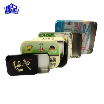 China Candy / Coin / Card Wholesale Rectangle Custom Printed Small Tin Containers Slip Lid Mints Tin Box for sale