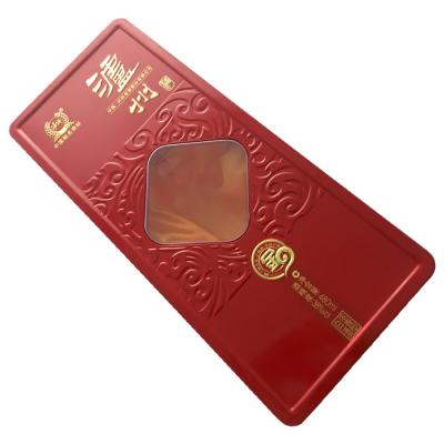 China Recyclable Luxury Rectangular Shape Wine Tin Boxes For Packaging Gift Or Promotional With A Clear Window for sale