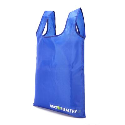 China Folding Hot Sales In Stock Factory Price Customized Promotional Folded Reusable Shopping Drawstring Polyester Tote Bag for sale