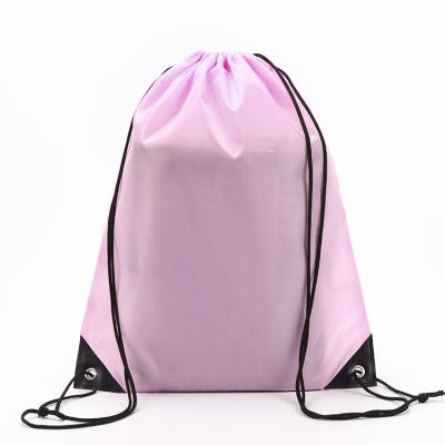 China Folding In Stock Reusable Recycled Eco Friendly Big Drawstring Bag Polyester Shopping Bag With Own Logo Print for sale