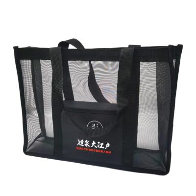 China Wholesale Customized Recyclable High Quality Reusable Mesh Net Shopping Tote Bag With Slogan Logo Printing for sale