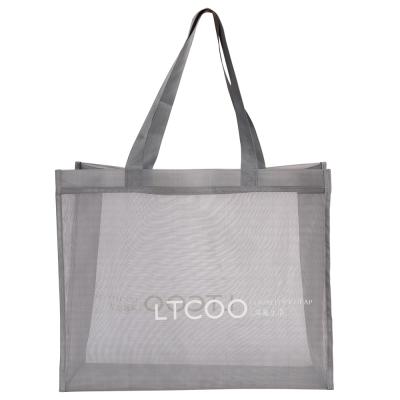 China Low Moq Recyclable Large Size Foldable Thick Nylon Mesh Tote Bag Promotional Shopping Bag Printing Printing Portable Shopping Logo for sale