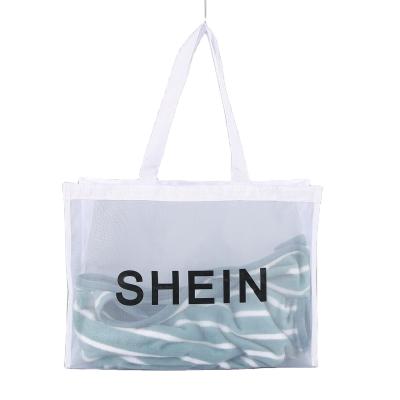 China Durable Single Shoulder Mesh Tote Bag Summer Mesh Beach Bag Stylish Portable Recyclable Reusable Eco-Friendly Nylon Shopping Bag for sale