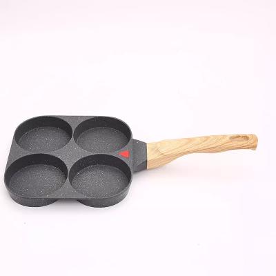 China 4 Holes Egg Non Stick Stuffed Flat Bottom Pan Cartoon Style Wok Non Viable High Temperature Resistant Cookware for sale