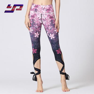 China 2020 yuepai fashion women breathable sublimation print yoga clothes sublimated prints high waist stretched custom printed sports leggings for sale