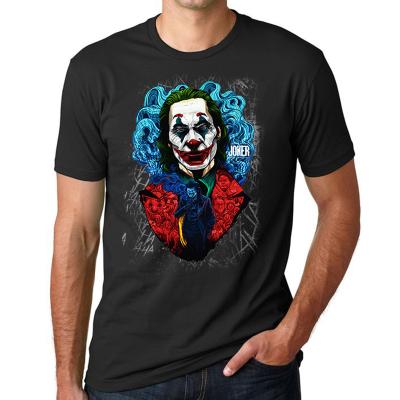 China Anti-pilling cotton Kornit dtg print t-shirts, joker face men t-shirts tee, black custom pattern t-shirt print t-shirt for sale