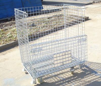 China Industrial stackable rigid welded storage cage with wheels for sale