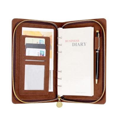 China Personalized Zipped Zipped A5 Size Brown Velvet&Leather Agendas 2020 for sale