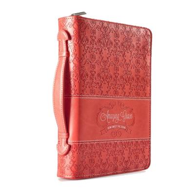 China Medium Size Red Embossed Handled Artificial Leather Bible Cover Manufacturers From China for sale