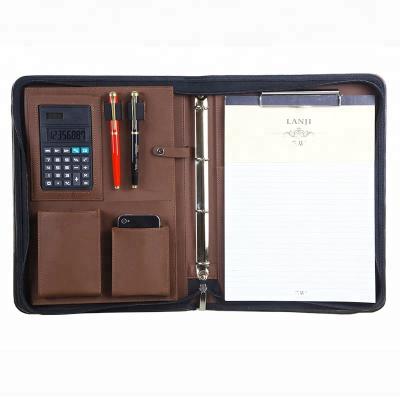 China A4 Zipper Fashion Business Office Zipper Folder Manager Bag Organizer A4 PU Leather Document Folder for sale