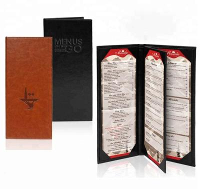 China Handmade high quality triple red wine PU wine list synthetic leather cover for 4.25*11” menu for sale