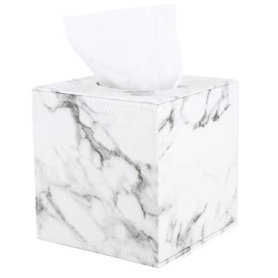 China Top quality handmade salable practical place roll cube marble trend leather tissue box for sale