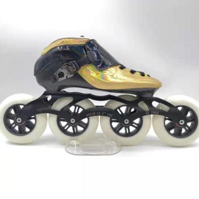 China Sweat-absorbent 4*110mm super-fiber PU SHR leather wheel racing adult professional carbon fiber roller skates men women aggressive inline skates for sale