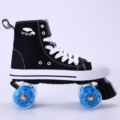 China PU Wheels European and American Leisure Adult and Kids Quad Skates with PU LED Flash Wheel 4 Wheel Skates for sale