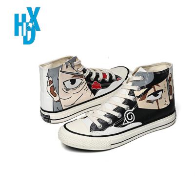 China Japanese fashion trend anime joint graffiti Uchiha Kakashi with same ground fashion canvas shoes men's canvas shoes for sale