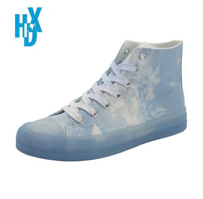 China Fashion Trend Factory Custom Sneakers Transparent Unique Graffiti University Style Sports Canvas Shoes Women High Top Shoes for sale