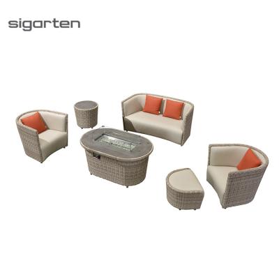 China Outdoor Fire Stocked Pit Sofa Set Office Modern Commercial Gas Sofa Loose Furniture Aluminum Design for sale