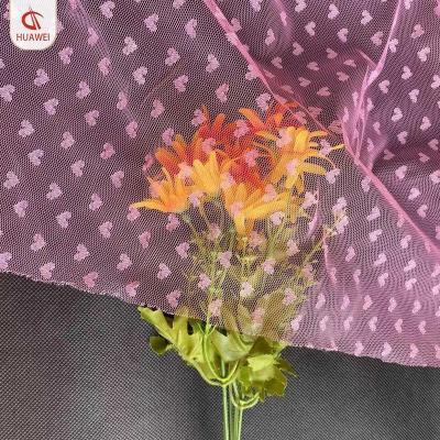 China Tear-Resistant 100% polyester little-heart mesh fabric for sale