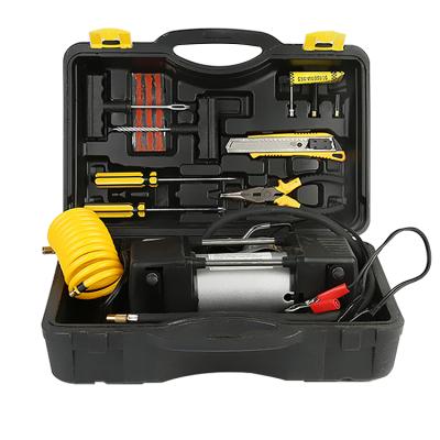 China Car Pump 12V Car AIR COMPRESSOR Tire Repair Tools and Automobile Tire Inflator Pump Set Car Compressor for sale