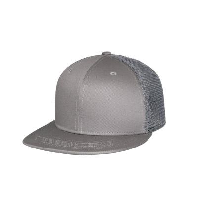 China JOINT custom woven simple blank snapback label yupoong trucker hat black gray mesh cotton mesh for sale