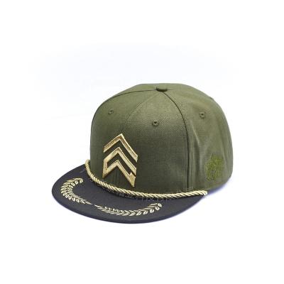 China JOINT Army Green Custom Brim Hat Embroidery Snapback Snapback Rope Snap Back Flat Hat for sale