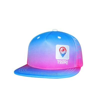 China COMMON Pattern 5 Custom Digital Printing Logo Embroidery Panel Snapback Hats Unstructured Hats for sale