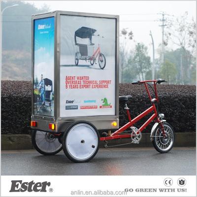 China Advertising ESTER Electric Three Side Billboard Profit Advertising Tricycle With LED Lights for sale