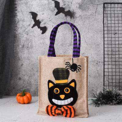 China 26*15cm Halloween-hoedzak Linnen handtas 27g lichtgewicht heksen pompoen schedel thema Te koop