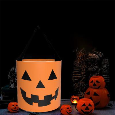 China Large Reusable Pumpkin Light Collapsible LED Flashing Halloween Trick or Treat Bucket for sale