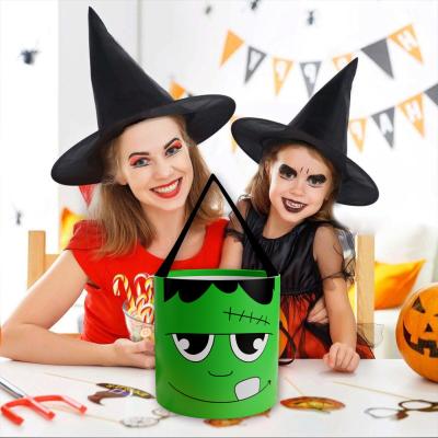 China Silk Screen Printed Halloween Candy Bag with LED Light and Natural Cotton Fabric for sale