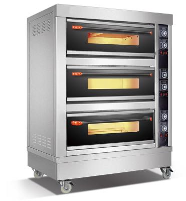 China 40 KG Large Capacity Three-Tier Six-Tray Gas Pizza Electric Oven for Baking Cake for sale