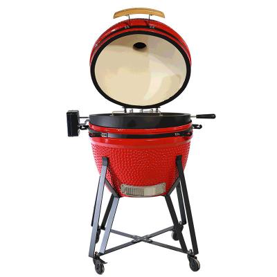 China Kamado Big 24 Inch Barbecue Outdoor Charcoal BBQ Ceramic Green Color Egg Grills 60 KG for sale