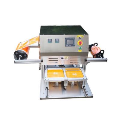 China Voedsel- en drankenwinkels Cup Sealer Machine met dubbele lijn zegel Gewicht 80 kg Strak zegel Te koop