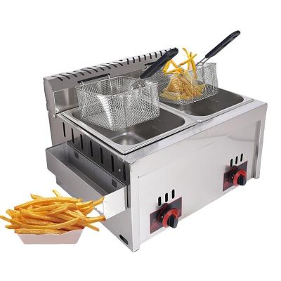 China High Capacity Commercial Fryer Twin Cylinder Deep Fryer Electric Gas Fryer Commercial for sale