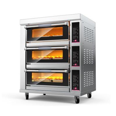 China Elektrischer Gas-Deck-Ofen für Lebensmittelgeschäfte 6 Schachtel 126l Pizza-Ofen Brot Kuchen Bäckerei zu verkaufen