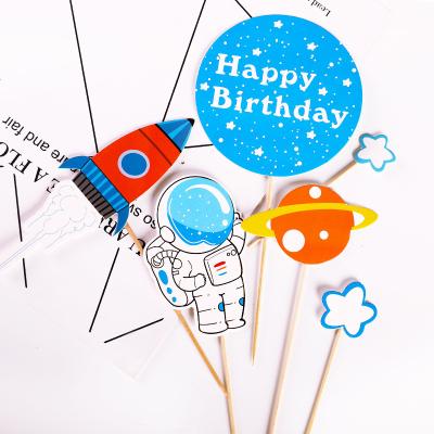 China Creative New Style Modern Children's Birthday Party Dessert Table Astronaut Planet Astronaut Cake Decoration for sale