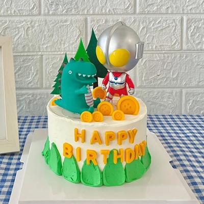 China Modern New Listing Children's Birthday Theme Cartoon Dinosaur Monster Cake Decorative Plastic Topper for sale