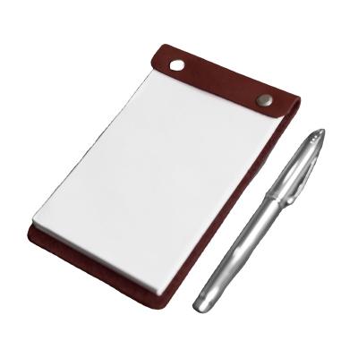 China Luxury leather notepad notebook golf score card leather cover personalized notebook paper refillable notepad for sale