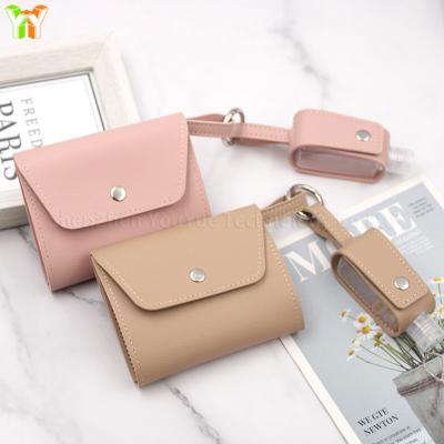 China Portable Personal Care PU Holder Masked Storage Bag Fashion Hand Sanitizer Bottle Leather Masking Cover for sale