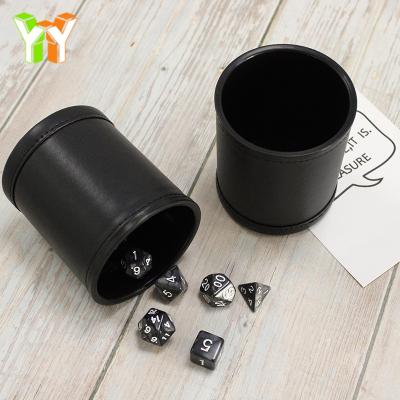 China High Quality Custom Socket Card Dice Holder Personalized Games KTV Bar PU Leather Dice Cup Set for sale