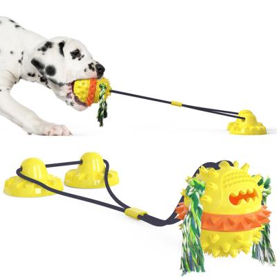 China Amazon Hot Sale Rubber Toothbrush Gog Toy Ball Pet Sucker Gog Stocked Cleaning Ball for sale