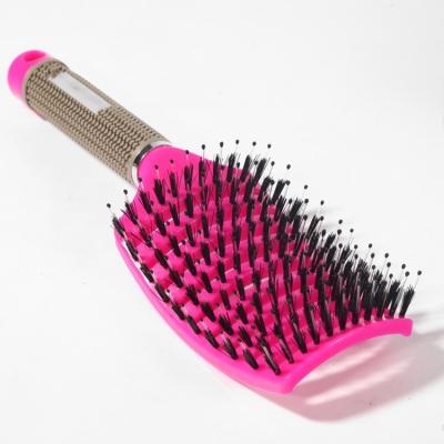 China Salon Comb Comfortable Plastic Hairy Curved Detangling Hair Brush Large Comb for sale