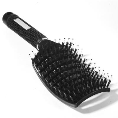 China Salon Ribs Brushes Comfortable Plastic Rectangle Hair Combs Large Hairy Curved Comb for sale