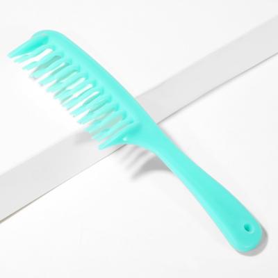 China Salon Detangle Curly Hair Brushes Double Row Tooth Colorful Wet Plastic Portable Plastic Comb for sale