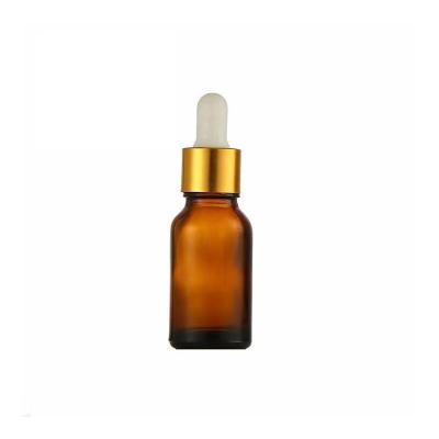 China 20ML Capacity Amber Essential Oil Bottle With Aluminum Dropper Head Glass Plastic for sale